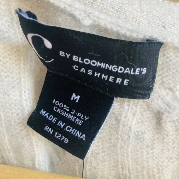 NWOT C by Bloomingdale's 100% Cashmere Grandpa Cardigan M Cable Knit Gray - Picture 7 of 12